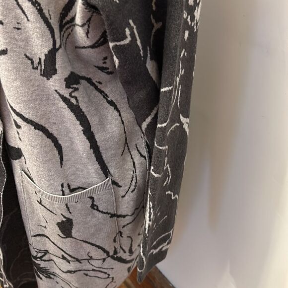 Liverpool light dark gray long open patterned cardigan Size L NWOT - Picture 5 of 8